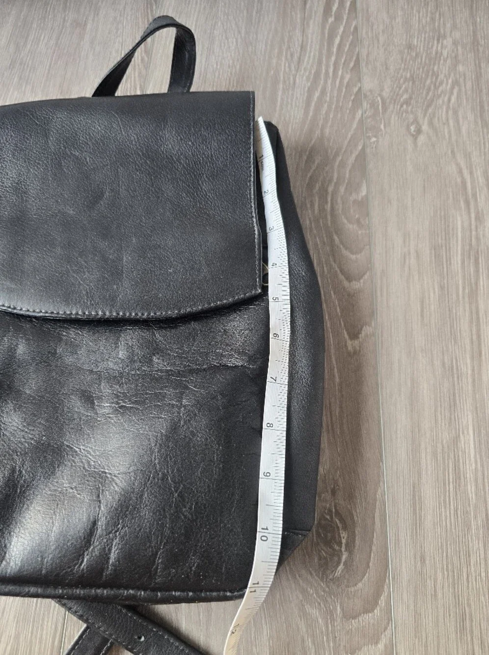 Boulder Ridge Black Full Grain Leather Backpack Cowhide Flap Plaid Lined Vintage